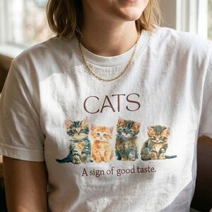 🐱🐈 CATS A Sign of Good Taste White Graphic Tee - Cat Lover T-Shirt Large